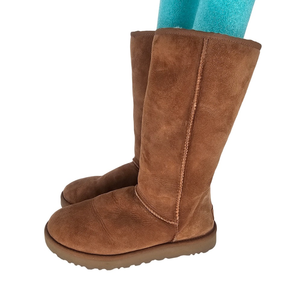 UGG Australia Classic Tall II Tasman Braid Suede Shearling Boots 10 Chestnut - Picture 2 of 10